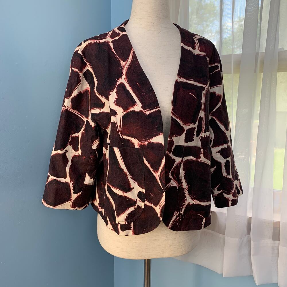 Anthropologie Leifsdottir Linen Blend Giraffe Jacket Size 6 - Picture 6 of 8